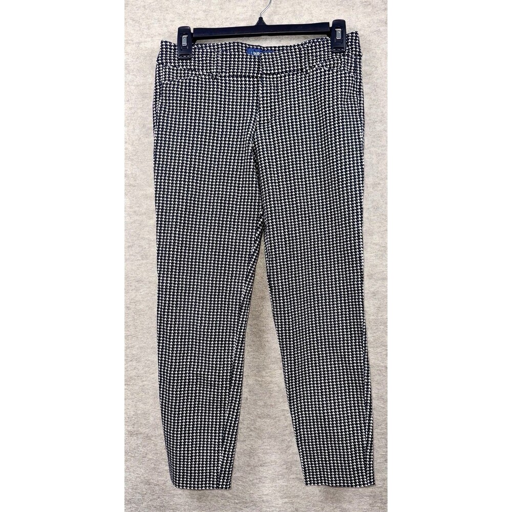 Old Navy Pixie Pants Womens Size 4 White Black Check Pattern Cropped Mid- Rise